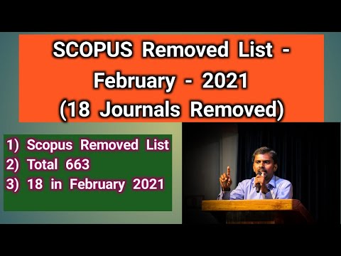 SCOPUS Journals Removed List February 2021 | Milton Joe