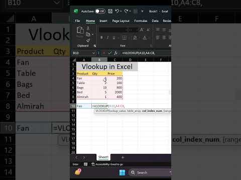 How to Use Vlookup Function in Excel #shorts  #excel  #excelformula