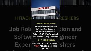 🚨 HITACHI Jobs 2025 Hiring Freshers FOR AUTOMATION AND SOFTWARE TEST ENGINEER. #jobsearch