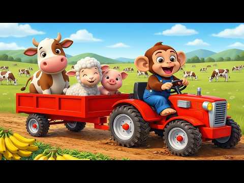 Cute Monkey Farm Adventure  Fire Rescue Tractor & Fish Thief Chase | Funny Farm 🐒🚜