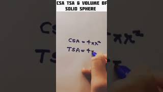 CSA , TSA & VOL of Sphere.#MathFormulas #Sphere #GeometryBasics #StudyGram #CSA #TSA