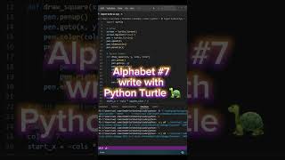 Alphabet #7 write with Python Turtle 🐢 #python #coding #learncoding #programming #beginners #shorts