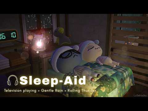 Sleep-Aid | ASMR🌙2 Hour T.V. playing in the background + 6 Hour rain on window & thunder only