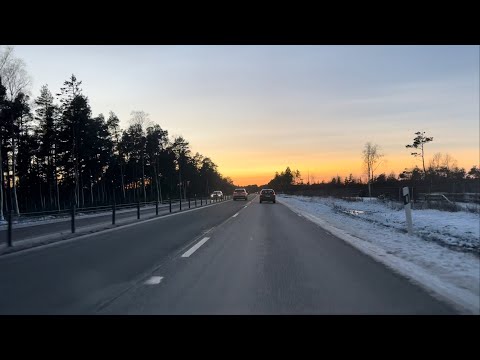 Relaxing Drive with Snow Towards the Sunset - Ambient, No Talking & No Music