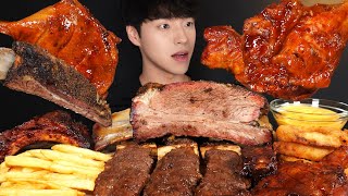 ASMR MUKBANG PREMIUM BEEF RIBS & BBQ CHICKEN & BBQ PORK RIBS & FRENCH FRIES & ONION RINGS