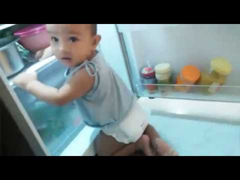 Cute child jumping around is most beautifull in the world
