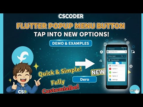 Flutter Popup Menu Button Tutorial (Step-by-Step Guide) | Flutter Tutorial for Beginners | #cscoder