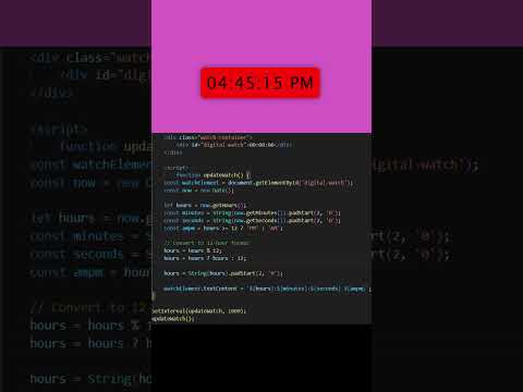 Digial watch using HTML5 CSS and JavaScript #digitalwatch #html5 #css3 #programming #viralvideo