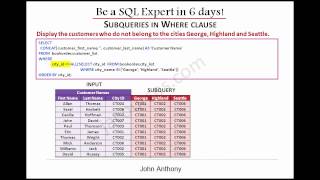 Learn SQL in 6 days - Subquery using ALL operator