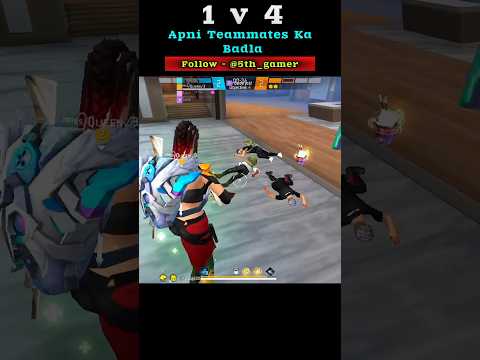 1 v 4 👑 Full Squad Khatam 😱 #1vs4  #shorts #booyah #freefiremax #video #5thgamer