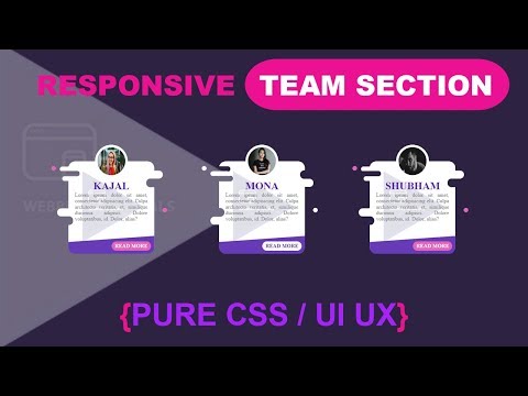 UI UX Team Section/ Responsive Team Section using Pure CSS | Awesome UI responsive Team section