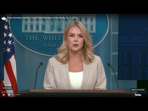 White House Press Secretary Karoline Leavitt - MS 13 gang involved in trafficking - April 1, 2025