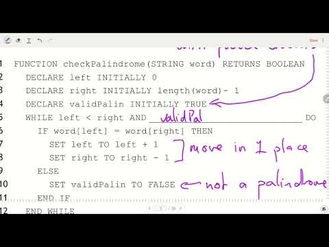 Higher Computing 2023 Q7 Palindromes