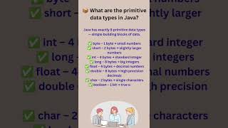 Primitive Data Types in Java Explained in 60s 📦 | Java Interview Trick #shorts