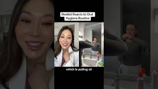 Dentist reacts to oral hygiene routine 👏🏻 #oralhygiene #mouthwash #tonguescraper