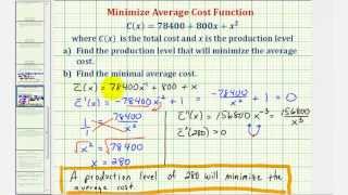 Ex: Find the Average Cost Function and Minimize the Average Cost