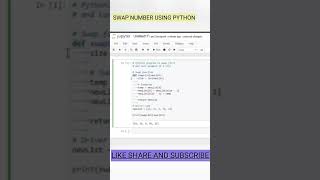 SWAP FUNCTION USING PYTHON #stories #code #coders #hackers #programming #shorts