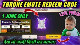 Free fire redeem code today || throne emote redeem code | today free fire redeem code || redeem code