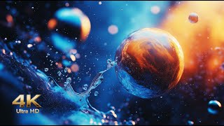 Abstract Liquid In Space. 4K Video & Relaxing Music Screensaver.