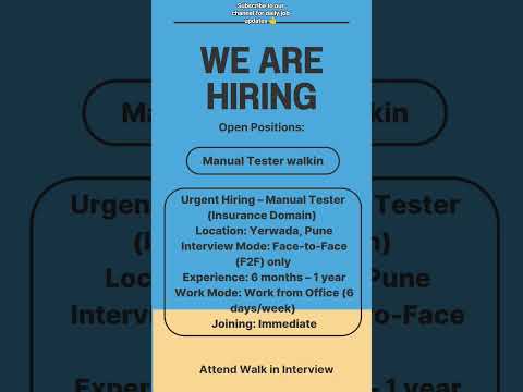 🚨Walk-In Manual Tester Jobs in Pune 0.6 –1Yr Exp Harjai Immediate Joining#shorts #ytshorts#trending