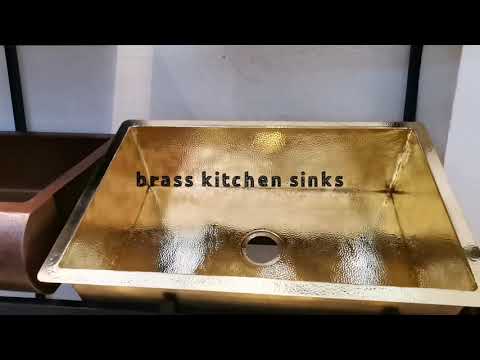 Hammered brass kitchen, bar and bathroom sinks