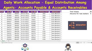 Equal Work Allocation in Excel without Macro -Daily work allocation to agent-BPO interview questions