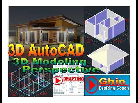 Drawing Exercise 12: How to Create 3D WALLS, FLOORING and ROOFING (In AUTOCAD 3D)