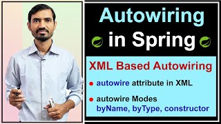 #9 Autowiring in Spring Framework || XML Based Autowiring (autowire, byName, byType, constructor)