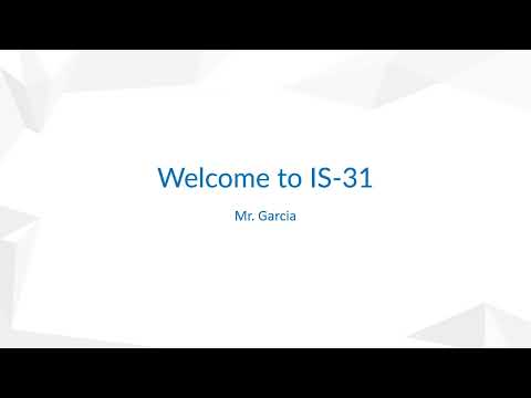 Welcome to IS 31 - Intro to Programming