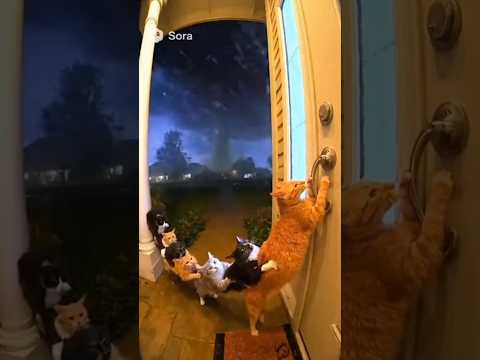 Cat Chain Gets Sucked into a Tornado! 🌪️ #cat #viral #Shorts