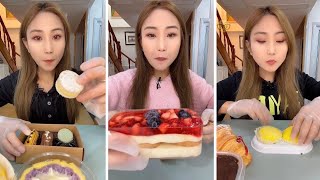 asmr mukbangasmr/kwai dessert mukbang,/mochi eating,creperoll cake chocolate #asmr