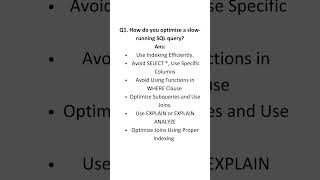 How do you optimize a slow running sql query#sql #sqlquestions #interview #shorts #dataengineering