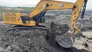 Cat 395 Excavator Loading Overburden On 4 Axle Mercedes & MAN Trucks - Sotiriadis Mining Works - 4k
