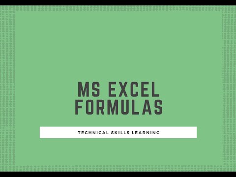 how to use formulas in MS Excel