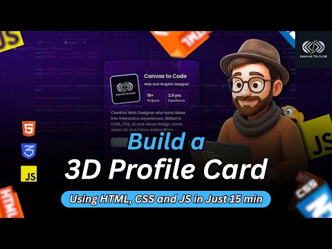 3D Profile Card using HTML CSS & JS | Interactive Card Hover Animation Tutorial #jsproject