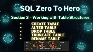 SQL Zero To Hero | Session-3 | DDL Commands | Working with Table Structures | @vitechtalks | SQL