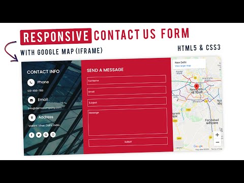 CSS Responsive Contact Us Form With Google Map (iframe) | HTML5 & CSS3