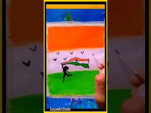 💖OiL PasteL INDEPENDENCE Day drawing with OIL PASTEL|#shorts #indian