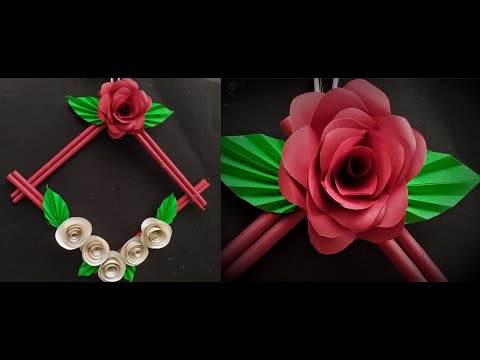 DIY Paper Rose Flower Wall Hanging |  Beautiful Home Decor Wall hanging Ideas |