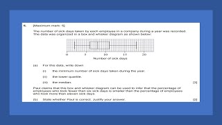 AI SL: Box and Whisker example 2 (Paper 1 TZ2 May 2021)