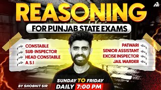 Reasoning For All Punjab State Exams 2025 By Shobhit Sir Daily 7:00 PM