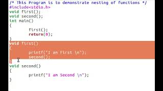 Nesting of Functions in C