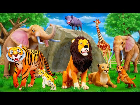Zoo Animals Farm Diorama 🌿🦁 | Wild Animals Build Their Farm House! Lion Tiger Elephant Giraffe Boar