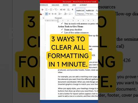 How to Clear all formatting in 1 minute. #wordforbeginners #shorts