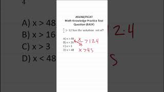 ASVAB/PiCAT Math Knowledge Practice Test Q: Solving An Inequality #acetheasvab w/ #grammarhero