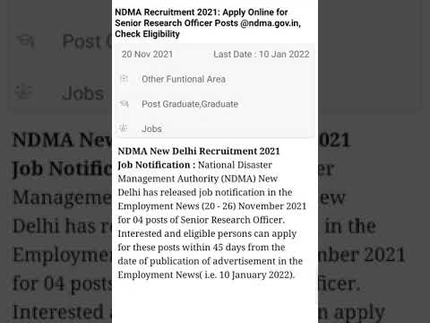 NDMA Recruitment 2021 | Senior Research Officer | Latest Job Vaccancy | Graduate | Post Graduate