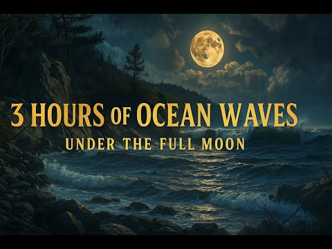 3 Hours of Ocean Waves under the Full Moon | Relaxing Night Ambience for Deep Sleep