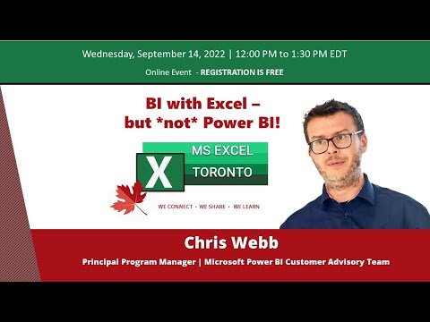 MS Excel Toronto -  BI with Excel -  but  not  Power BI! -  Chris Webb