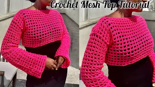 Easy Crochet Long Sleeve Mesh Top Tutorial || Beginners friendly!