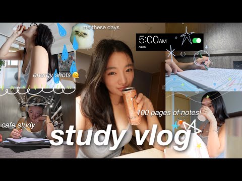 productive 5AM study vlog | lots of memorizing, korean food, 100 pages of notes, study cafes